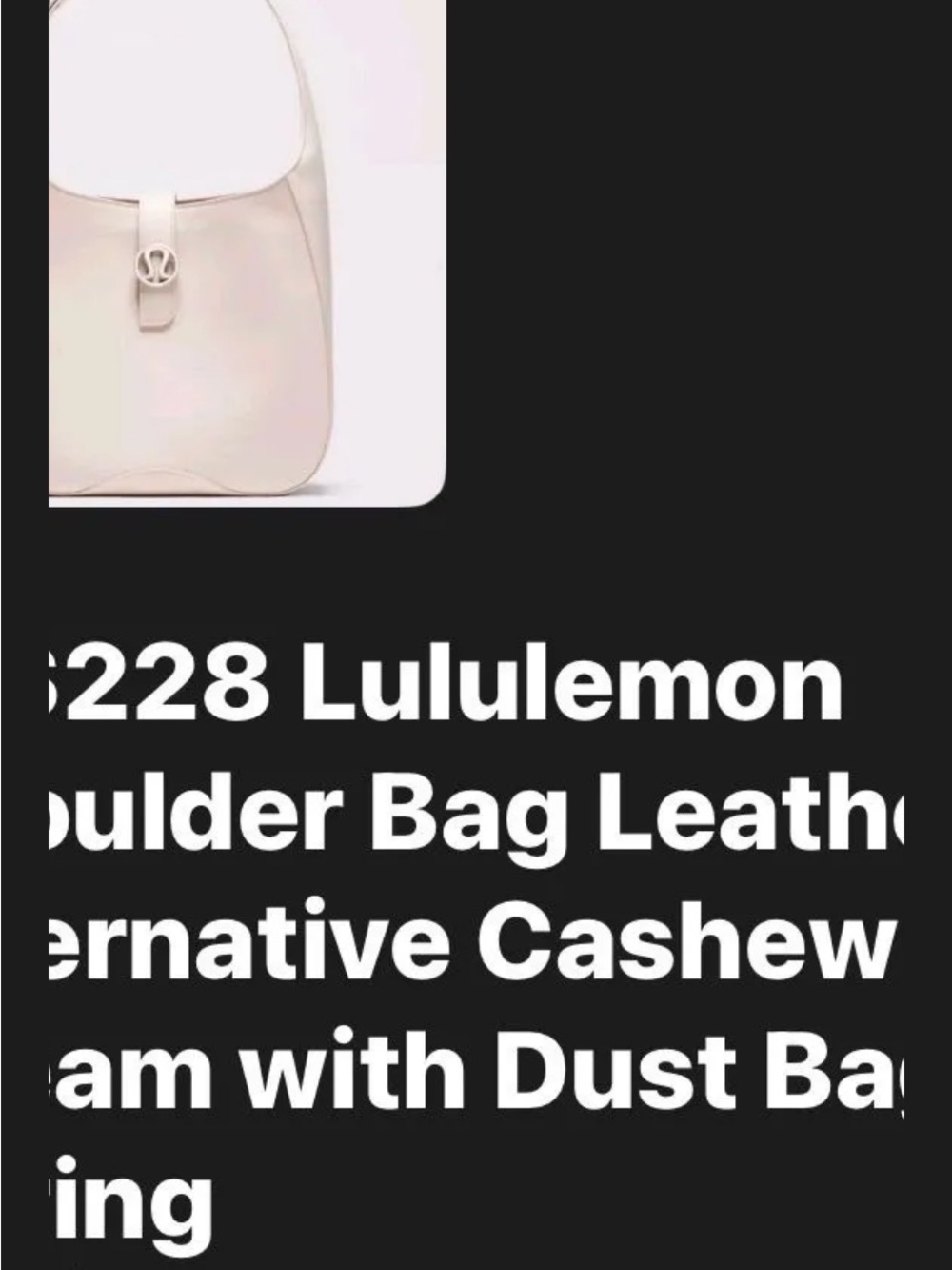 lululemon athletica Cream Shoulder Bag with Signature Tab